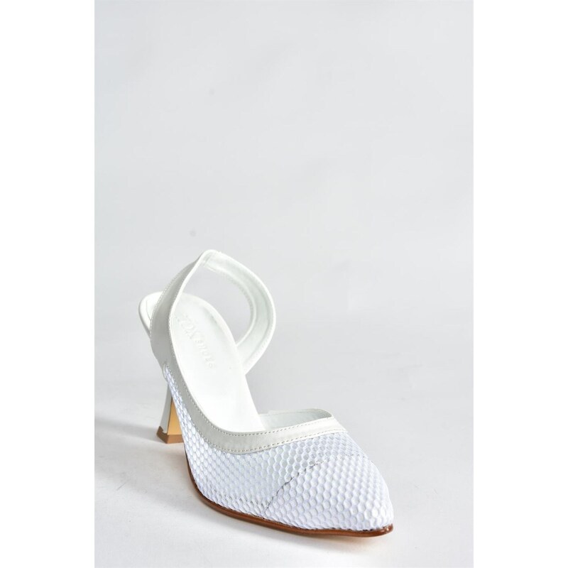 Fox Shoes White Mesh Detailed Heeled Shoes