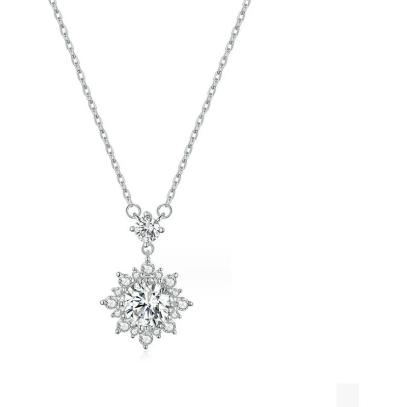 GRACE Silver Jewellery Stříbrný náhrdelník Chiara 1 ct MOISSANITE + CERTIFIKÁT