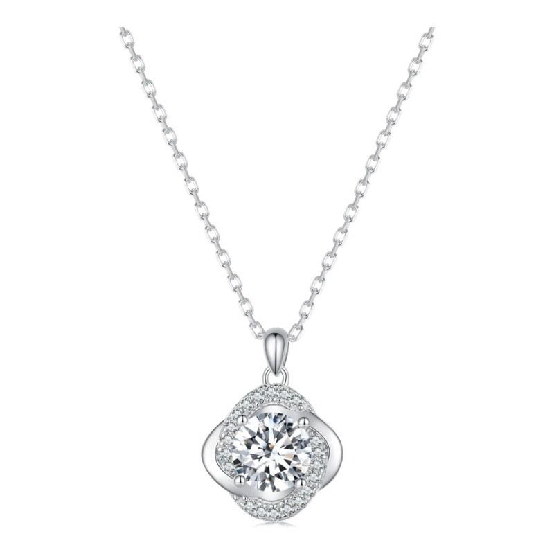 GRACE Silver Jewellery Stříbrný náhrdelník Paula 1 ct MOISSANITE