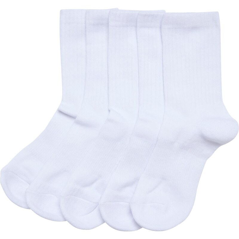 Urban Classics Accessoires Sportovní dětské ponožky 5-balení bílé