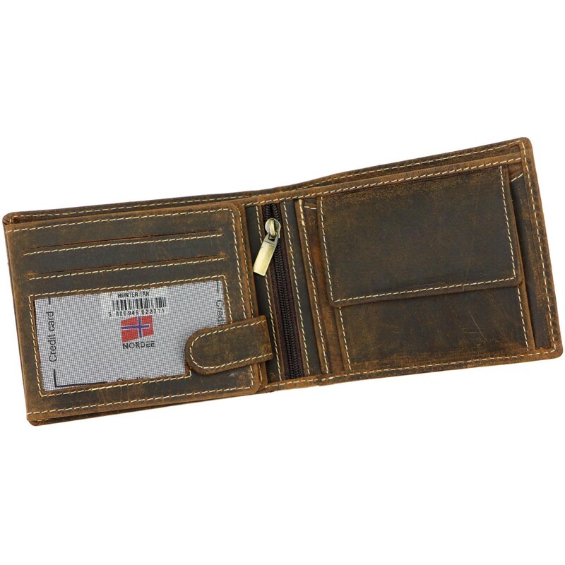 Pánská kožená peněženka Nordee MSD-01 N992 HUNTER hnědá
