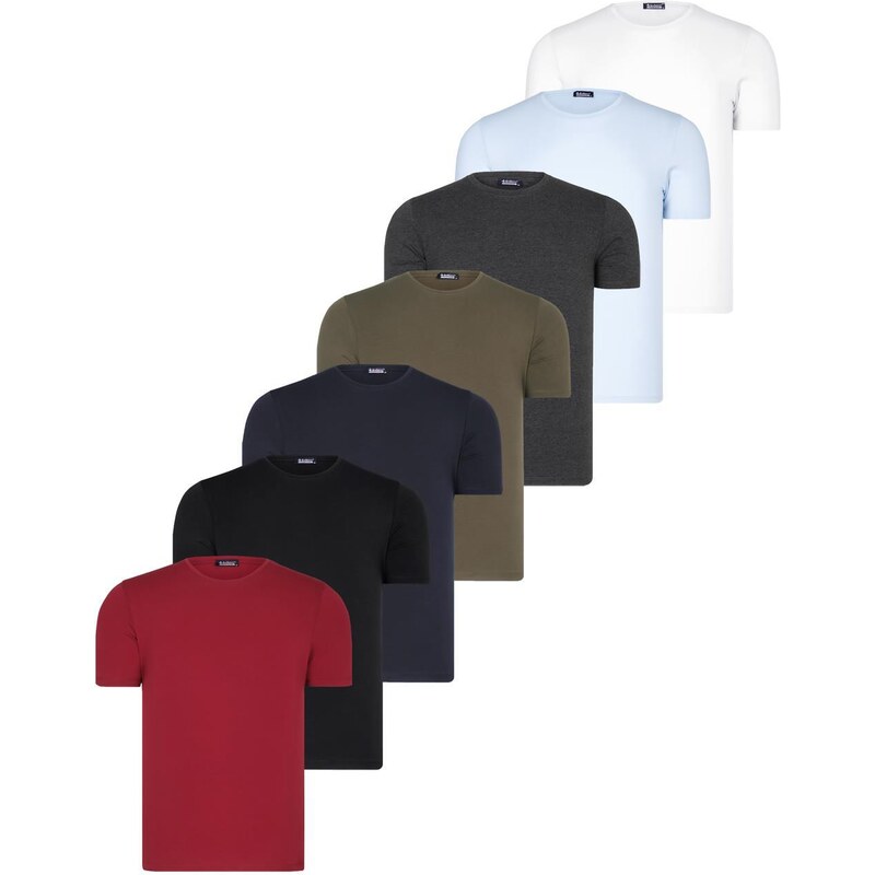 SET OF SEVEN T8569 DEWBERRY BICYCLE COLLAR T-SHIRT-BLACK-WHITE-NAVY-ANTHRACITE-BLUE-KHAKI-BURGUNDY