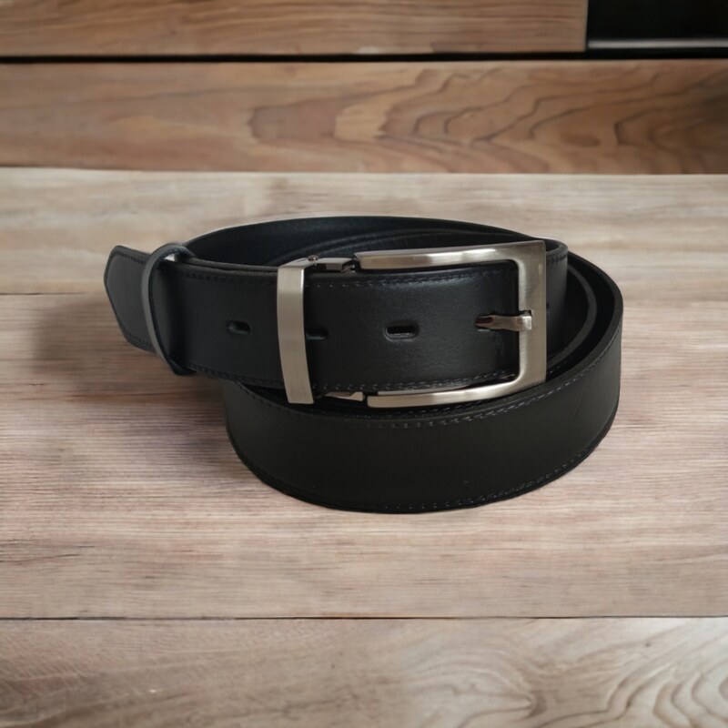 Penny Belts Pánský kožený pásek s trnovou sponou černý