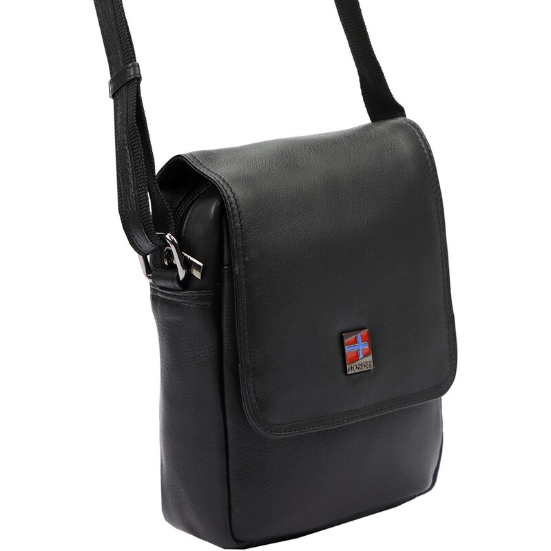 Pánská kožená taška přes rameno Nordee MSD-02 GM04 NA černá