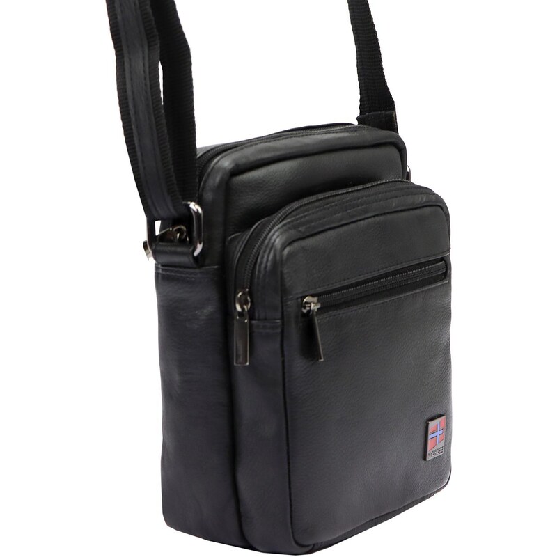 Pánská kožená taška přes rameno Nordee MSD-02 GM01 černá
