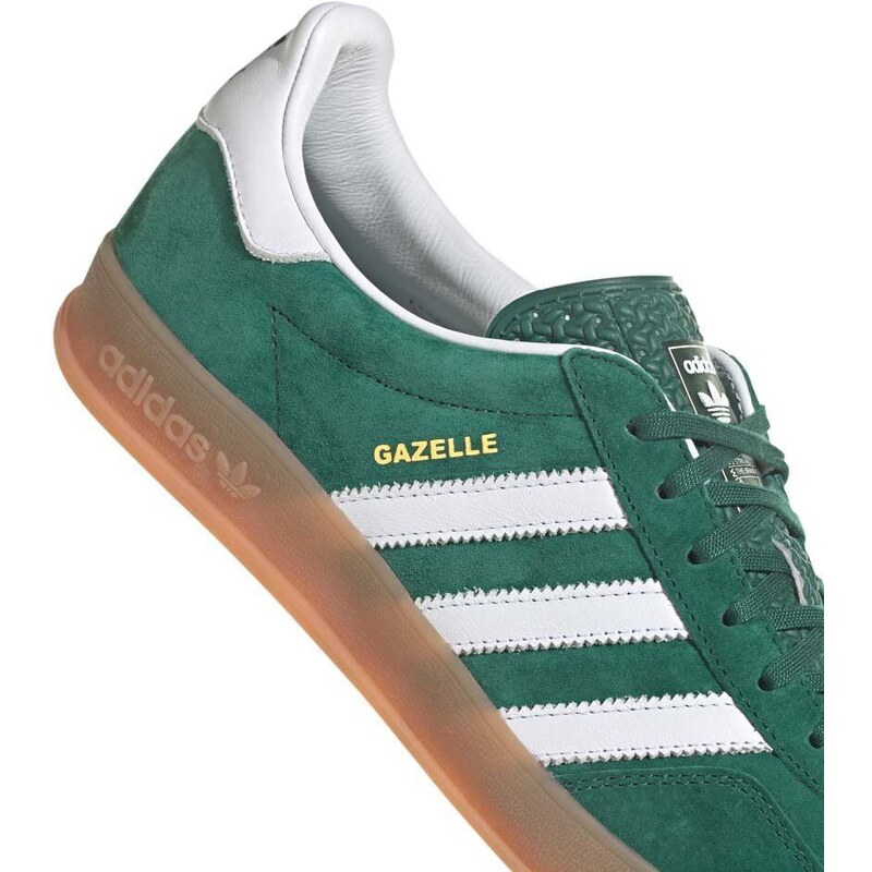 Semišové sneakers boty adidas Originals Gazelle Indoor zelená barva, IG1596