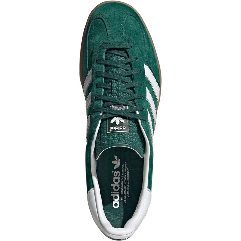 Semišové sneakers boty adidas Originals Gazelle Indoor zelená barva, IG1596