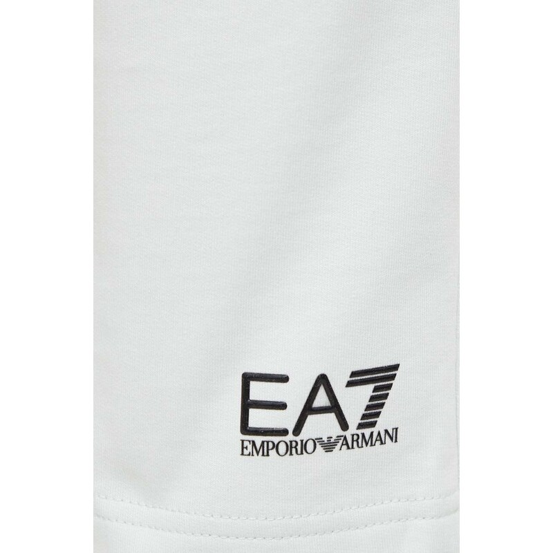 Bavlněné šortky EA7 Emporio Armani tyrkysová barva