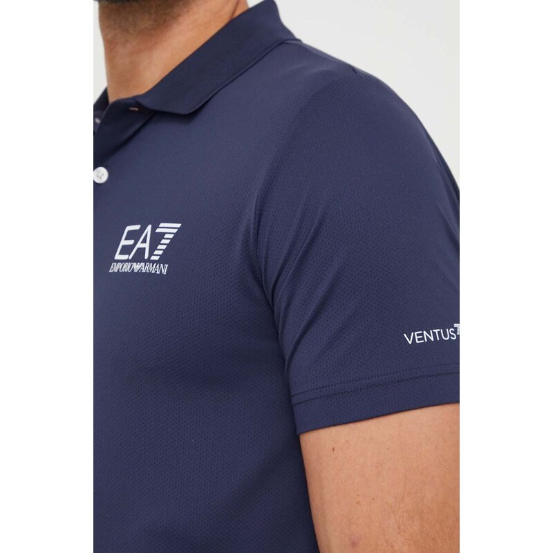 Polo tričko EA7 Emporio Armani tmavomodrá barva, s potiskem