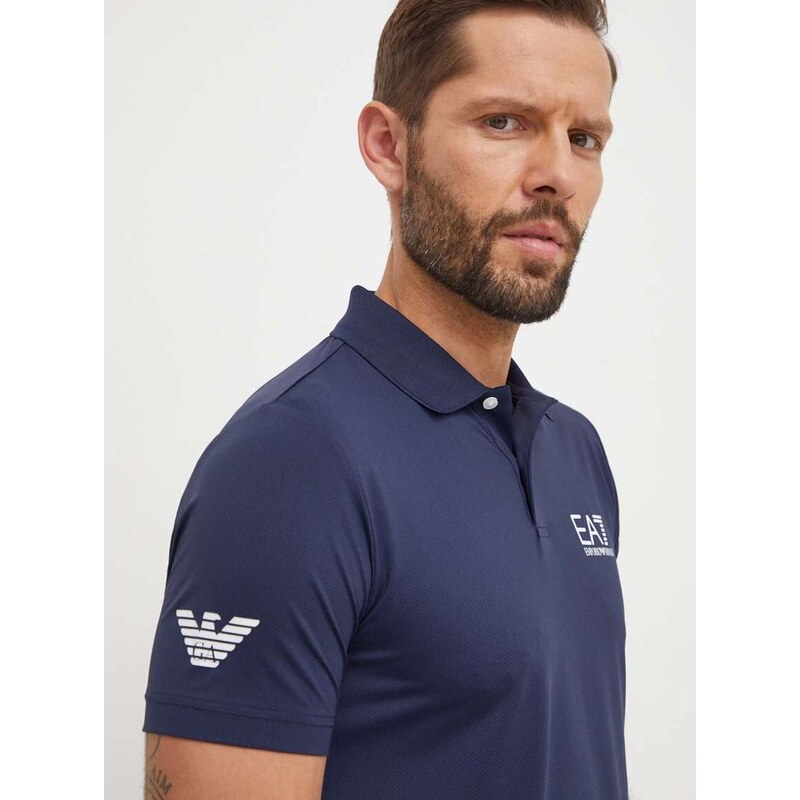 Polo tričko EA7 Emporio Armani tmavomodrá barva, s potiskem