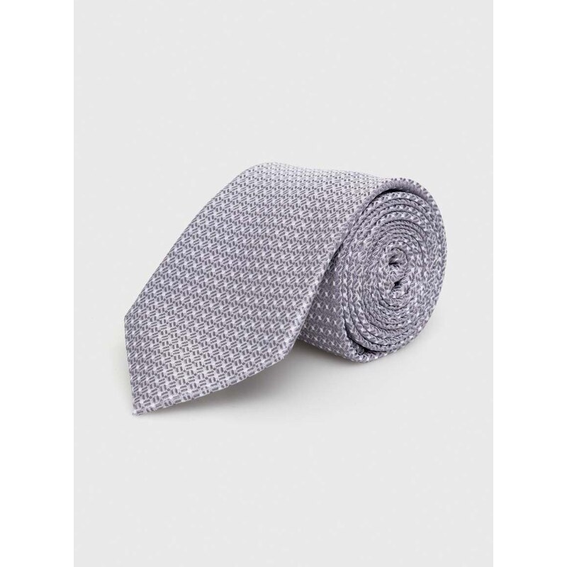 Hedvábná kravata Michael Kors šedá barva