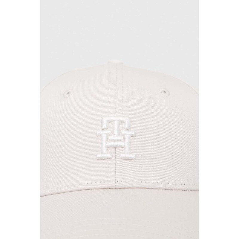 Bavlněná baseballová čepice Tommy Hilfiger šedá barva, s aplikací