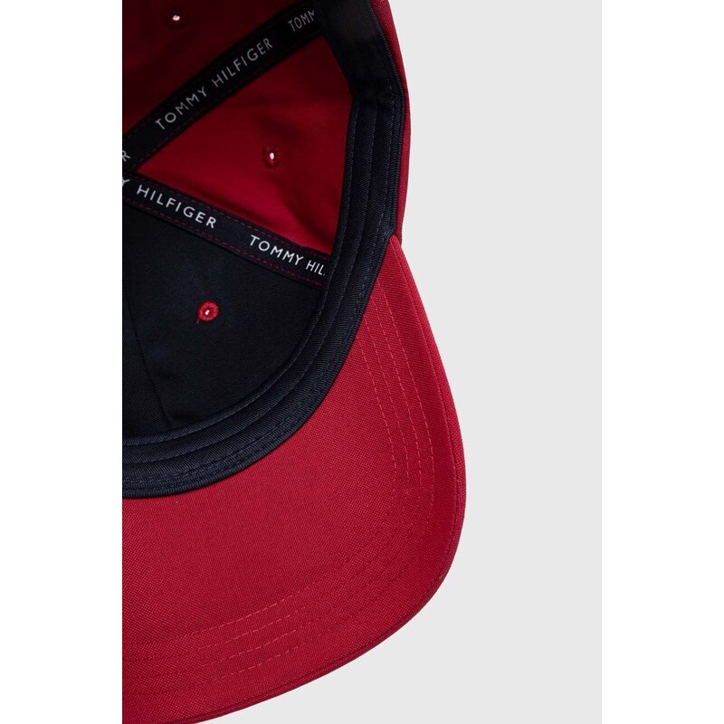 Kšiltovka Tommy Hilfiger červená barva, s aplikací