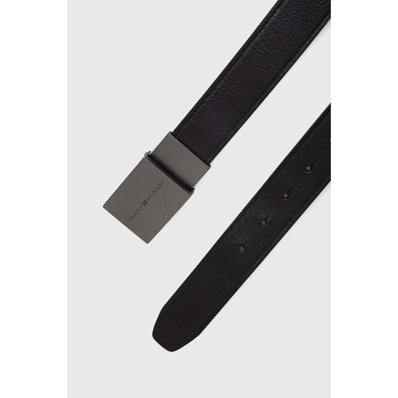 Kožený pásek Tommy Hilfiger pánský, černá barva