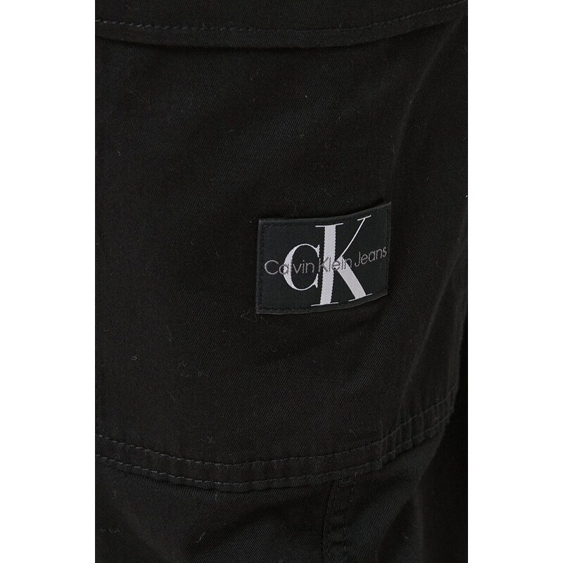 Kalhoty Calvin Klein Jeans dámské, černá barva, jednoduché, high waist