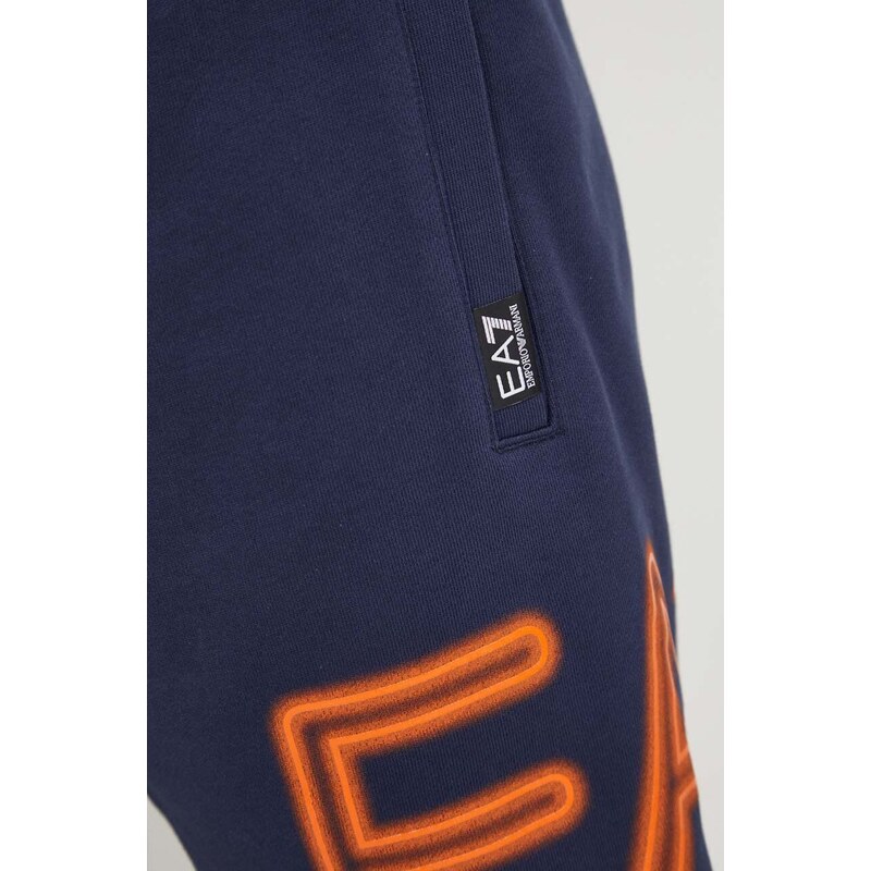 Bavlněné šortky EA7 Emporio Armani tmavomodrá barva