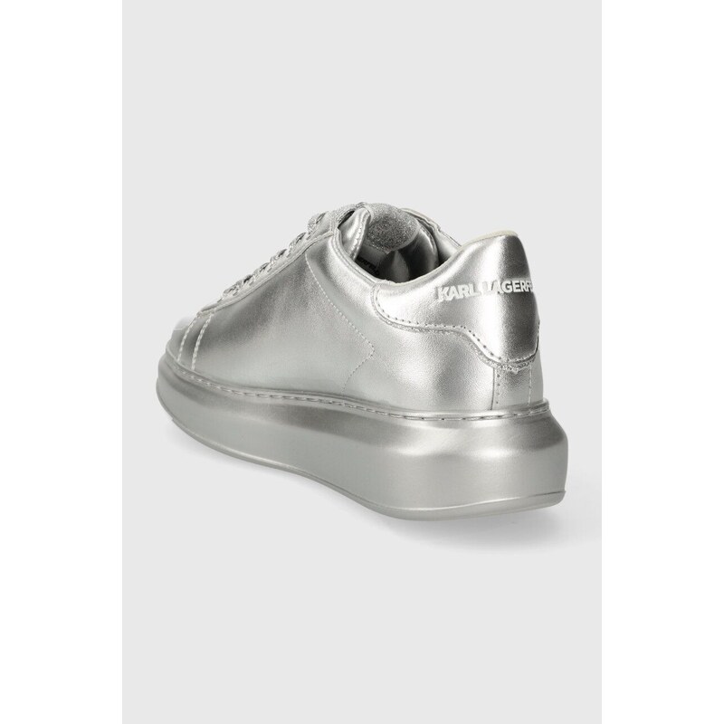 Kožené sneakers boty Karl Lagerfeld KAPRI stříbrná barva, KL62531M