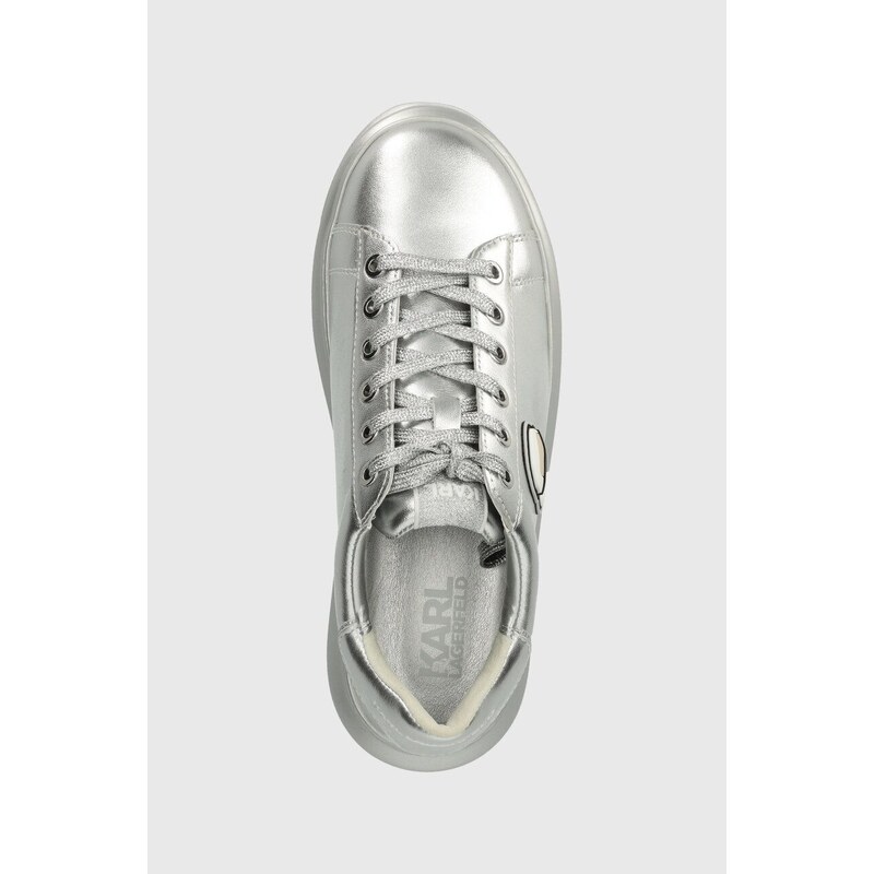 Kožené sneakers boty Karl Lagerfeld KAPRI stříbrná barva, KL62531M