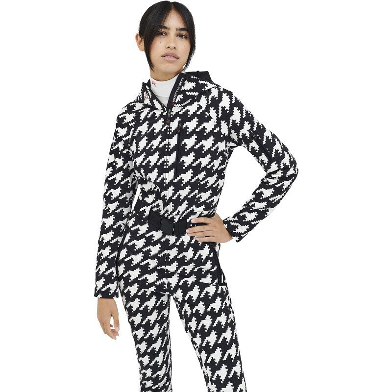 PERFECT MOMENT STAR SUIT ONE PIECE HOUNDSTOOTH - BLACK/SNOW WHITE