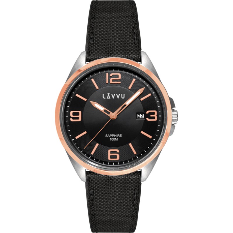 LAVVU Pánské hodinky se safírovým sklem HERNING Rose Gold