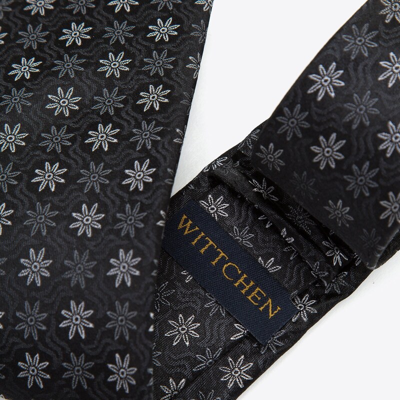 Vzorovaná hedvábná kravata Wittchen, černo šedá, hedvábí