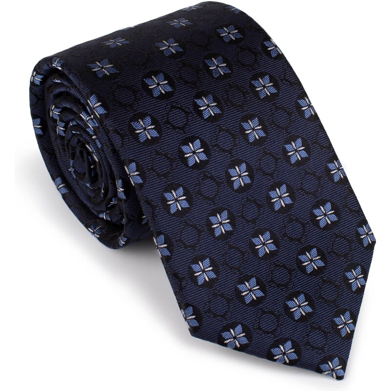 Vzorovaná hedvábná kravata Wittchen, tmavě modro-modrá, hedvábí