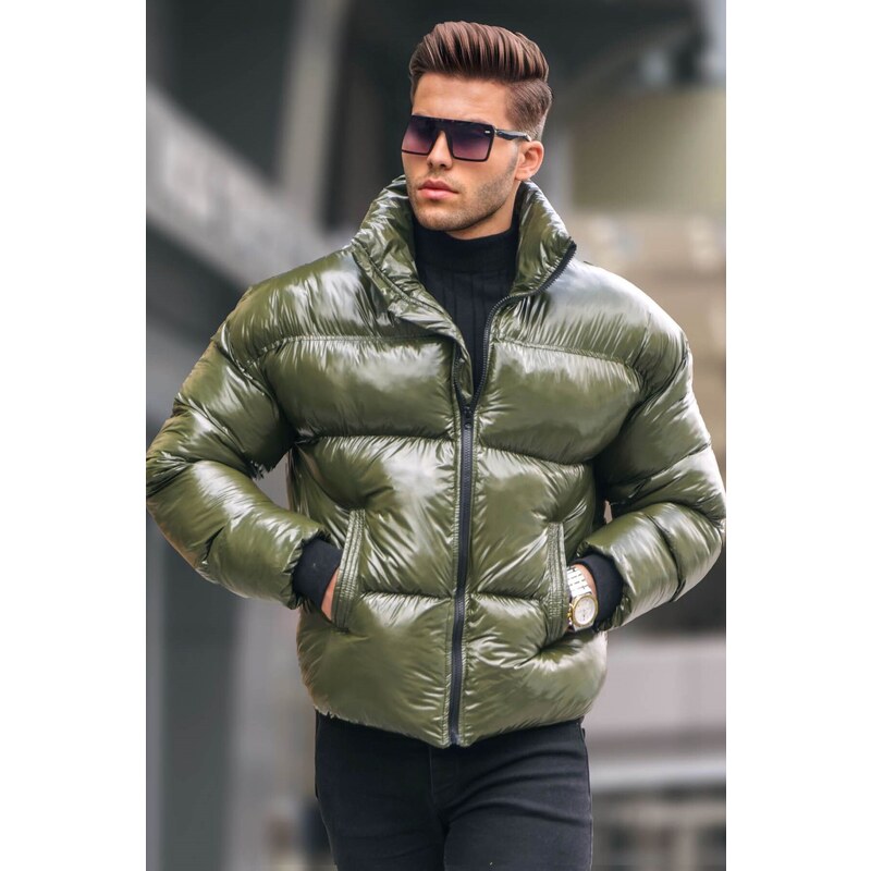 Madmext Khaki Shiny Basic Down Coat 5993