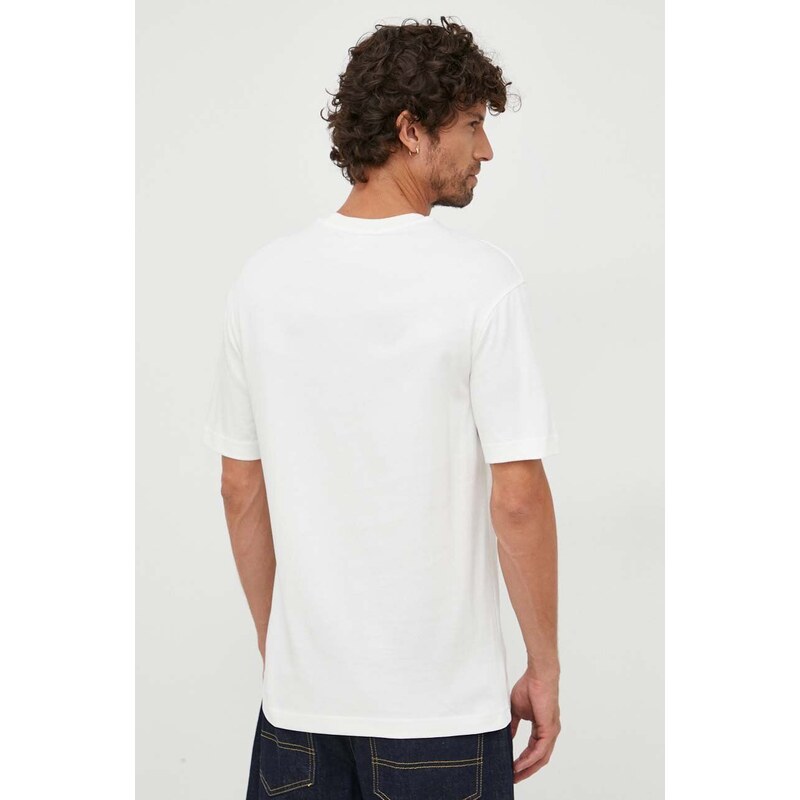 Bavlněné tričko Lacoste bílá barva, s potiskem