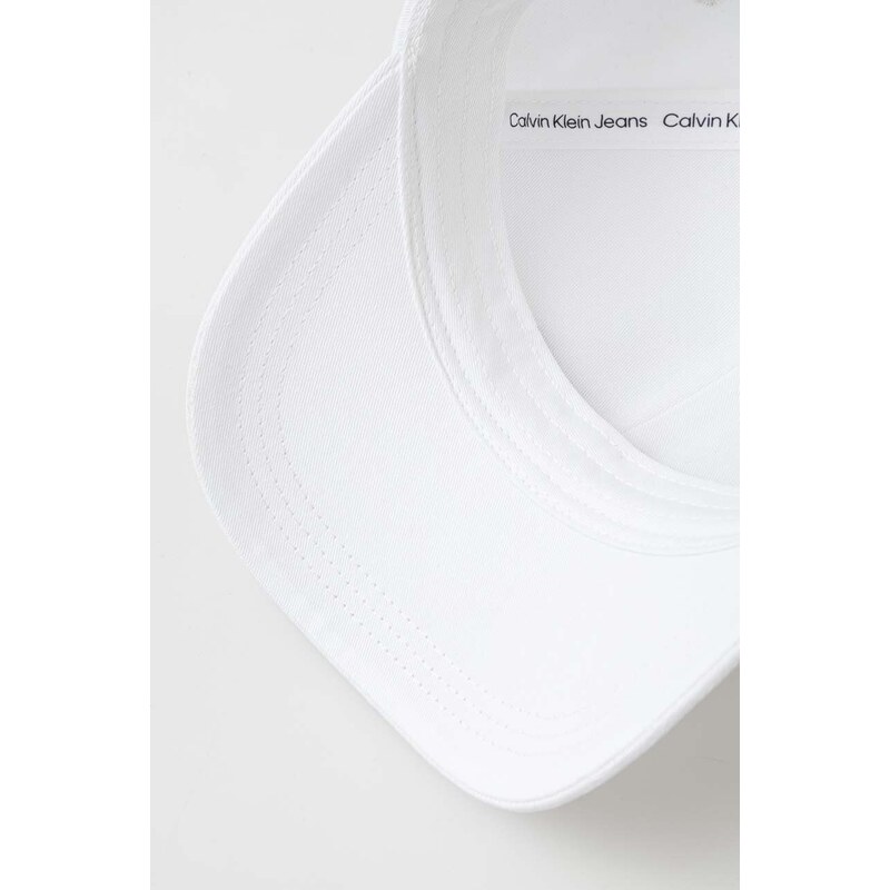 Bavlněná baseballová čepice Calvin Klein Jeans bílá barva, s aplikací