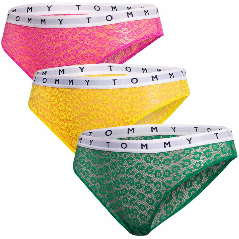 Tommy Hilfiger 3Pack tanga kalhotky UW0UW025220Y0 Yellow/Green/Pink