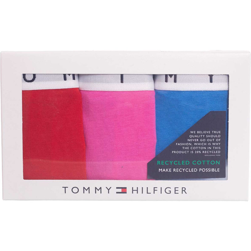 Tommy Hilfiger 3Pack tanga kalhotky UW0UW025210RZ Červená/růžová/modrá