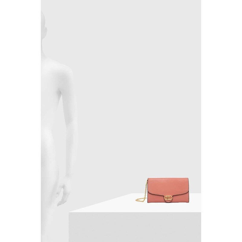 Kožená psaníčko Lauren Ralph Lauren růžová barva