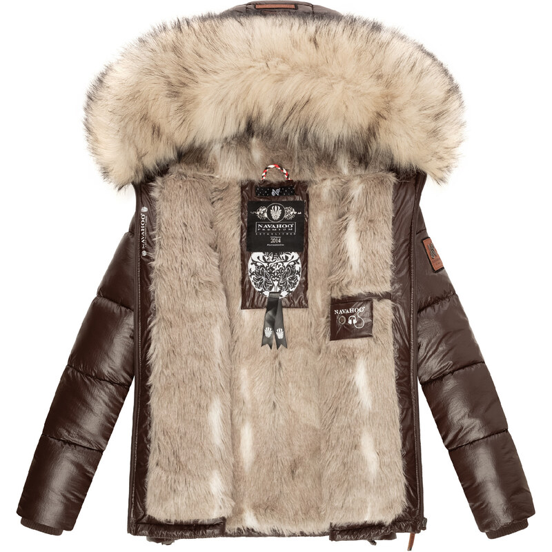 Dámská teplá zimní bunda s kožíškem Tikunaa Premium Navahoo - DARK CHOCO