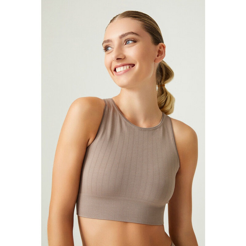 LOS OJOS x Melody Bronze Barbell Neck Seamless Sports Bra