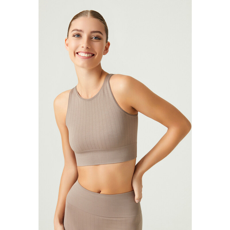 LOS OJOS x Melody Bronze Barbell Neck Seamless Sports Bra