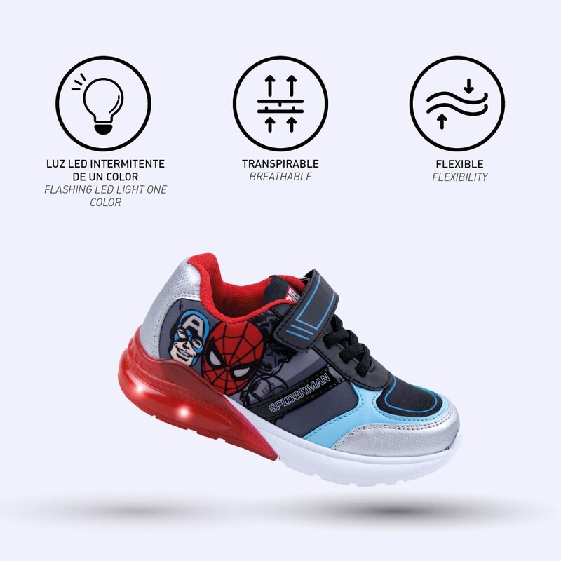 SPORTY SHOES TPR SOLE WITH LIGHTS AVENGERS SPIDERMAN