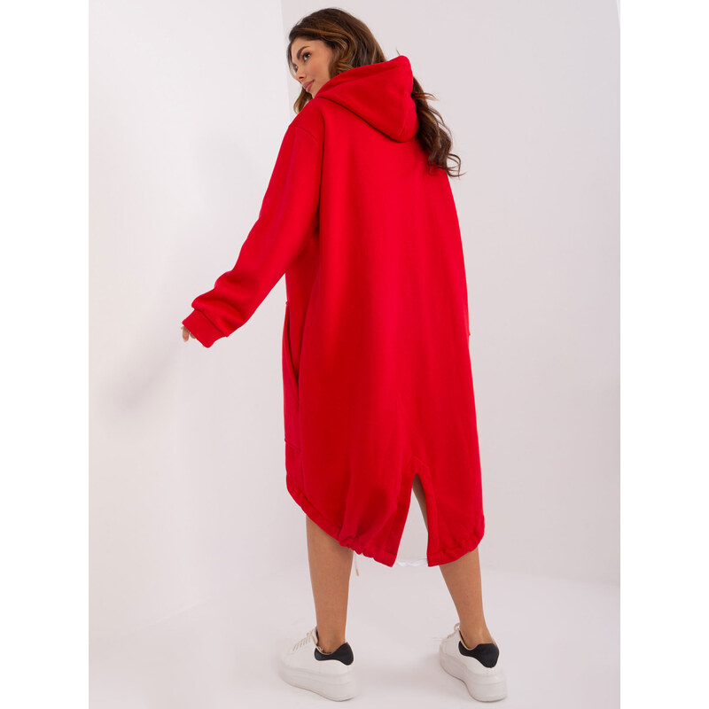 Fashionhunters Červená bavlněná mikina s kapsami