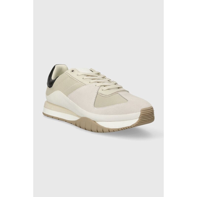 Sneakers boty Calvin Klein LOW TOP LACE UP béžová barva, HM0HM01286