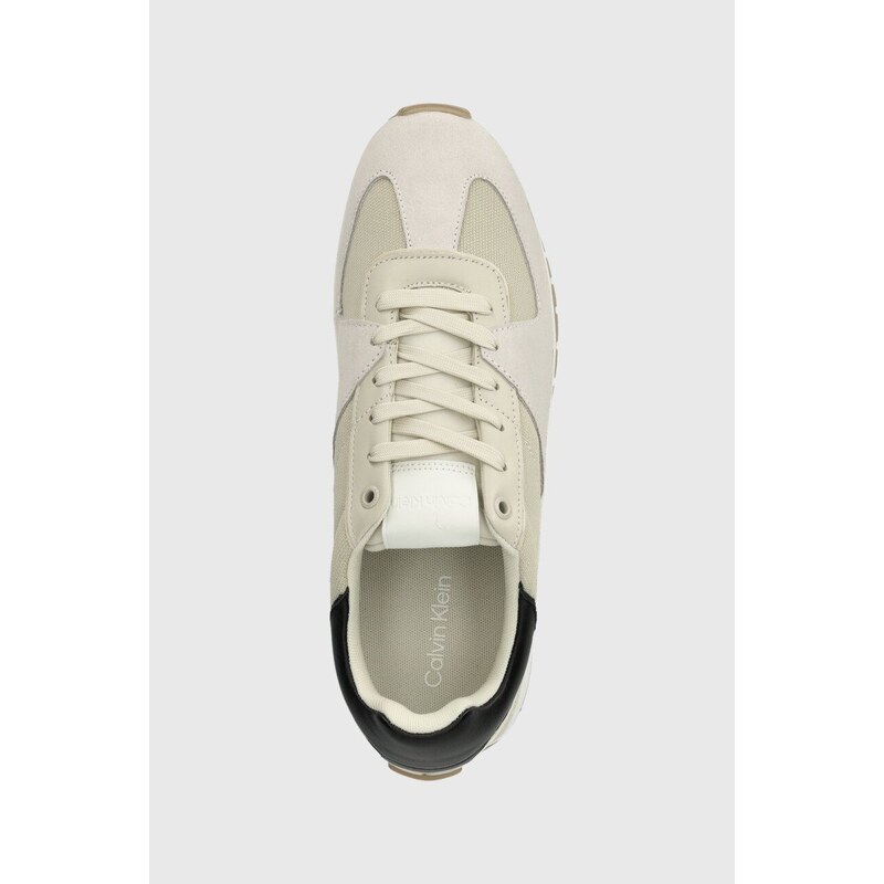 Sneakers boty Calvin Klein LOW TOP LACE UP béžová barva, HM0HM01286