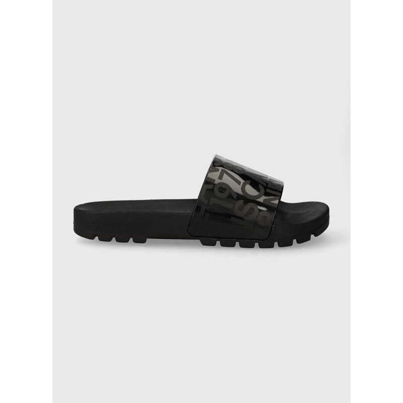 Pantofle Calvin Klein Jeans TRUCK SLIDE AOP dámské, černá barva, YW0YW01448
