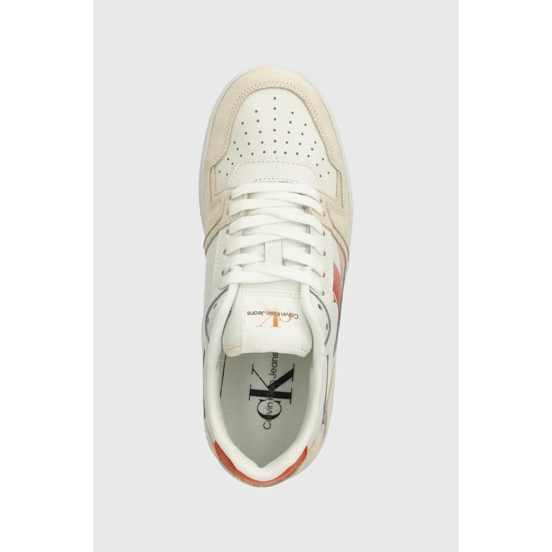 Sneakers boty Calvin Klein Jeans BASKET CUPSOLE LACE MIX NBS SAT bílá barva, YW0YW01446