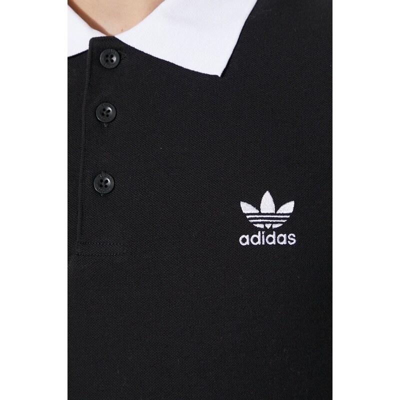 Bavlněné polo tričko adidas Originals Adicolor Classics 3-Stripes černá barva, s aplikací, IL2501