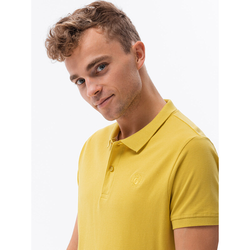Ombre Clothing Pánská polokošile z piké úpletu - žlutá S1374