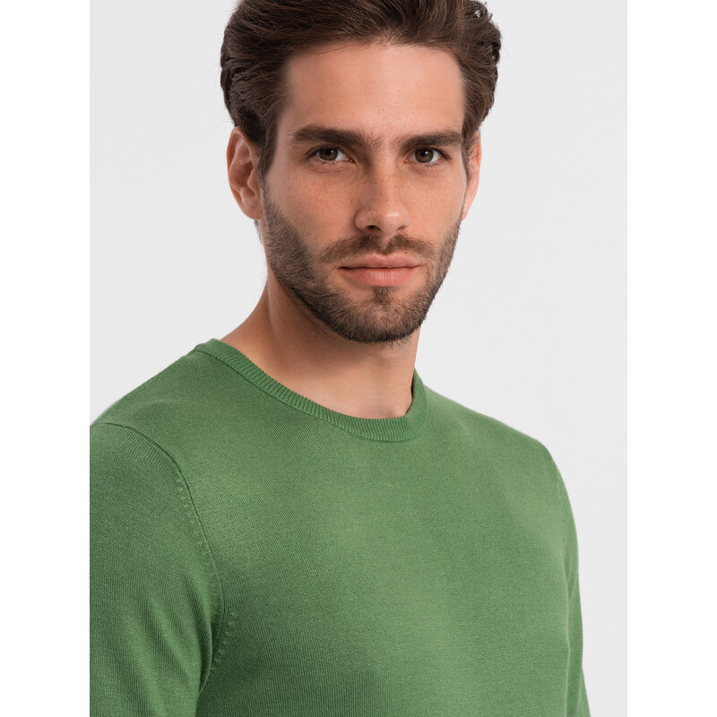 Ombre Classic men's sweater with round neckline - green