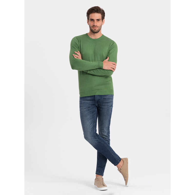 Ombre Classic men's sweater with round neckline - green