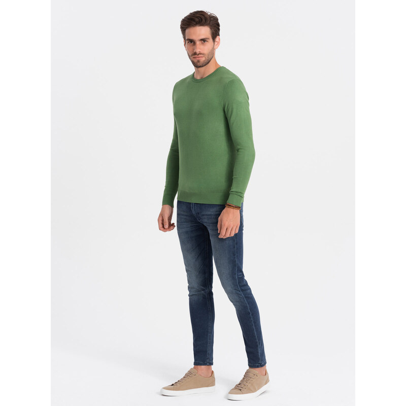 Ombre Classic men's sweater with round neckline - green