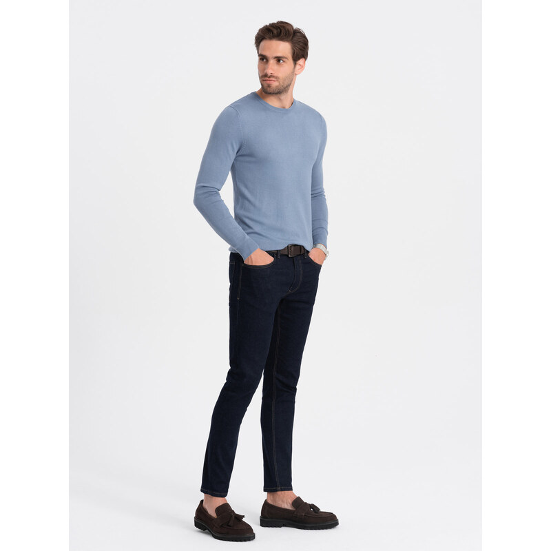 Ombre Classic men's sweater with round neckline - light blue