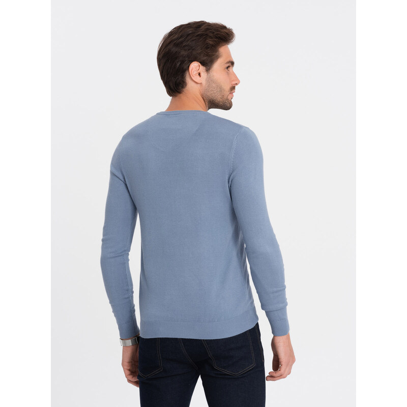 Ombre Classic men's sweater with round neckline - light blue