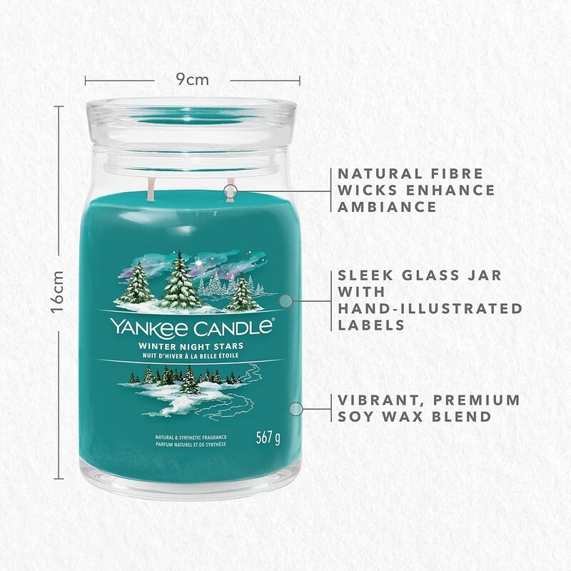 Yankee Candle vonná svíčka Signature ve skle velká Winter Night Stars 567g