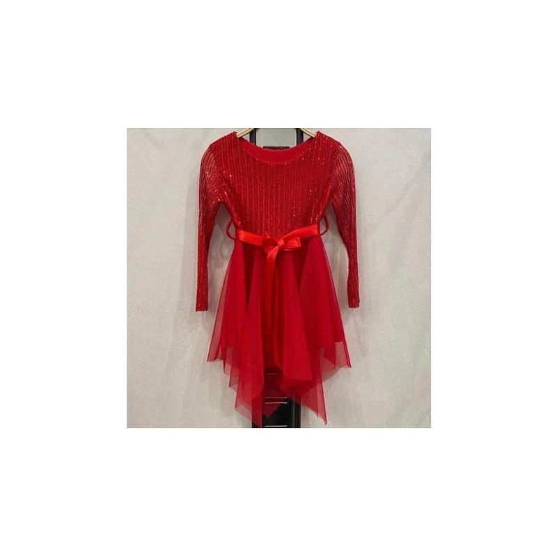 By Mini - butik Premium flitr šaty s tylem červené